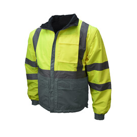 Radians Large Hi-Viz Green / Gray Water and Wind Resistant 100% Polyester Twill - DWR Coated Jacket