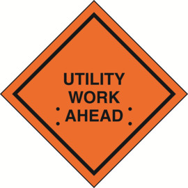 Accuform Signs® 36" X 36" Orange/Black Fluorescent Vinyl Construction Sign "UTILITY WORK AHEAD"