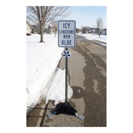 Accuform Signs® 72" X 12" Blue/White Aluminum IceAlert™ Parking And Traffic Sign "FREEZING TEMPERATURE WHEN BLUE"
