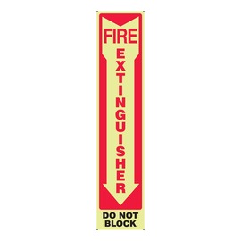 Accuform Signs® 18" X 4" Black/Red/White Glow-in-The-Dark Vinyl Safety Sign "FIRE EXTINGUISHER DO NOT BLOCK"