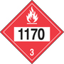 Accuform Signs® 10 3/4" X 10 3/4" Black/Red/White Adhesive Vinyl DOT Placard "1170 HAZARD CLASS 3 (WITH GRAPHIC)"