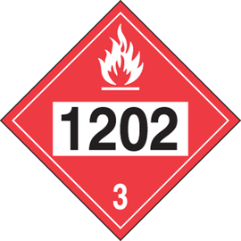 Accuform Signs® 10 3/4" X 10 3/4" Black/Red/White Plastic DOT Placard "1202 (DIESEL FUEL) HAZARD CLASS 3 (WITH GRAPHIC)"