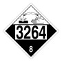 Accuform Signs® 10 3/4" X 10 3/4" Black/White Adhesive Vinyl DOT Placard "3264 (CORROSIVE) HAZARD CLASS 8 (WITH GRAPHIC)"