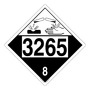 Accuform Signs® 10 3/4" X 10 3/4" Black/White Plastic DOT Placard "3264 (CORROSIVE) HAZARD CLASS 8 (WITH GRAPHIC)"