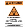 Accuform Signs® 14" X 10" Black/Orange/White Dura-Plastic Safety Sign "WARNING RF/MICROWAVE ENERGY CONTROLLED AREA CONTACT (BLANK) BEFORE ENTERING"
