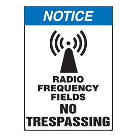 Accuform Signs® 14" X 10" Black/Blue/White Dura-Plastic Safety Sign "NOTICE RADIO FREQUENCY FIELDS NO TRESPASSING"