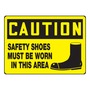 Accuform Signs® 10" X 14" Black/Yellow Aluminum Safety Sign "CAUTION SAFETY SHOES MUST BE WORN IN THIS AREA (WITH GRAPHIC)"