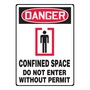 Accuform Signs® 14" X 10" Black/Red/White Dura-Plastic Safety Sign "DANGER CONFINED SPACE DO NOT ENTER WITHOUT PERMIT"