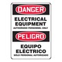 Accuform Signs® 14" X 10" Black/Red/White Plastic Bilingual/Safety Sign "DANGER ELECTRICAL EQUIPMENT AUTHORIZED PERSONNEL ONLY"