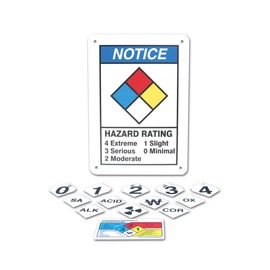 Accuform Signs® 14" X 10" Black/Yellow/Blue/Red/White Plastic Safety Sign "NOTICE (NFPA DIAMOND) HAZARD RATING 4 EXTREME 3 SERIOUS 2  MODERATE 1 SLIGHT 0 MINIMAL"
