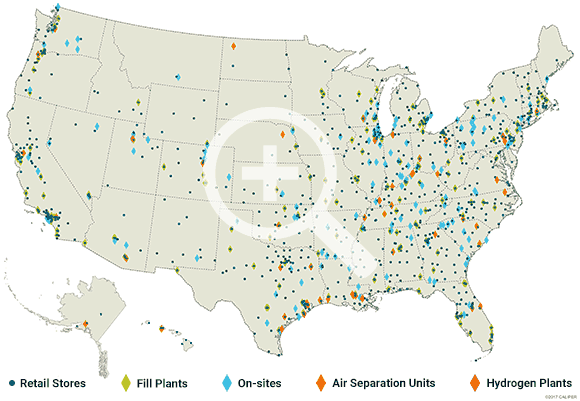 Airgas has a nationwide gas supply footprint to meet customer needs in almost any
location.