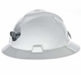 MSA White V-Gard® Polyethylene Full Brim Hard Hat With Ratchet/4 Point Ratchet Suspension