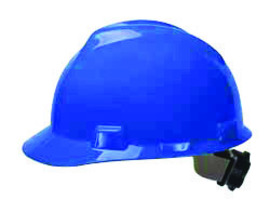 MSA Blue V-Gard® Polyethylene Cap Style Hard Hat With Ratchet/4 Point Ratchet Suspension