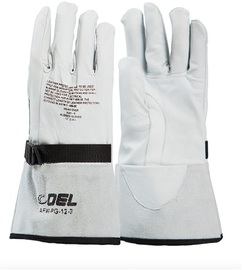 OEL Size 8 White And Black Goatskin ASTM F696 Linesmens Gloves