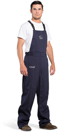 OEL Large Blue Cotton Blend Premium Indura Flame Resistant Bib-Overall With Non-Metallic Zipper Hook and Loop Closure