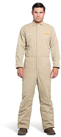 OEL Large Natural Cotton Blend Premium Indura Flame Resistant Coverall With Non-Metallic Zipper Hook and Loop Closure