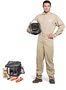 OEL X-Large Natural Cotton Blend Premium Sateen Flame Resistant Coverall With Non-Metallic Zipper Hook and Loop Closure