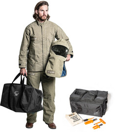 OEL Large Green Para-Aramid Triple Layered Inherent Flame Resistant Jacket/Bib Switch Gear Kit With Non-Metallic Zipper Hook and Loop Closure