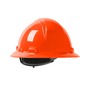 Protective Industrial Products Orange Kilimanjaro™ HDPE Non-Vented Full Brim Hard Hat With Wheel Ratchet/4 Point Nylon Webbing Cradle Suspension