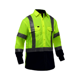 Protective Industrial Products Medium Hi-Vis Yellow Bisley® X Airflow™ Lightweight Ripstop Cotton/Polyester Long Sleeve Shirt With Two Chest Pockets And Adjustable Sleeve Cuff