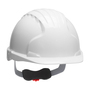 Protective Industrial Products White JSP Evolution® Deluxe 6151 HDPE Cap Style Non-Vented Hard Hats With 6 Point Polyester Wheel Ratchet Suspension