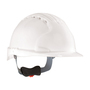 Protective Industrial Products White JSP Evolution® Deluxe 6151 HDPE Cap Style Vented Hard Hats With 6 Point Polyester Wheel Ratchet Suspension