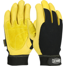 Protective Industrial Products Small Black And Gold Ironcat® Cowhide And Leather Full Finger Mechanics Gloves With Hook and Loop Cuff