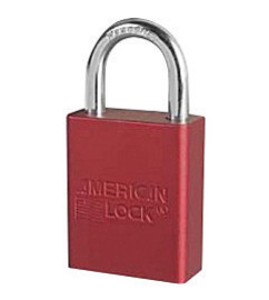 American Lock® Red 1 1/2" X 3/4" Aluminum 5 Pin Safety Lockout Padlock With 1/4" X 3/4" X 1" Shackle (6 ea, Keyed Differently - Master Keyed)