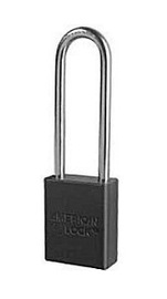 American Lock® Black 1 1/2" X 3/4" Aluminum 5 Pin Safety Lockout Padlock With 1/4" X 3" X 3/4" Shackle (Keyed Alike)