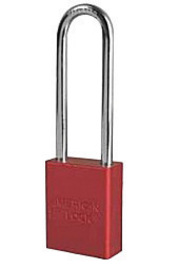 American Lock® Red 1 1/2" X 3/4" Aluminum 5 Pin Safety Lockout Padlock With 1/4" X 3" X 3/4" Shackle (Keyed Alike)