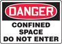 Accuform Signs® 7" X 10" Red/Black/White Adhesive Vinyl Safety Sign "DANGER CONFINED SPACE DO NOT ENTER"