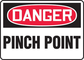 Accuform Signs® 10" X 14" White/Black/Red Aluminum Safety Sign "DANGER PINCH POINT"