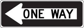 Accuform Signs® 12" X 36" Black/White Engineer Grade Reflective Aluminum Parking and Traffic Sign "ONE WAY (With Left Arrow)"
