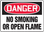 Accuform Signs® 10" X 14" Black/White/Red Aluminum Safety Sign "DANGER NO SMOKING OR OPEN FLAME"
