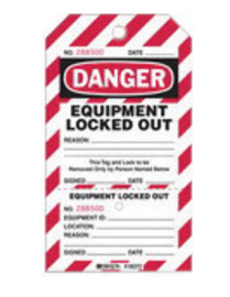 Brady® 7.5" X 4" Black/Red/White Rigid Paper Tag (25 Per Pack) "EQUIPMENT LOCKOUT OUT....."