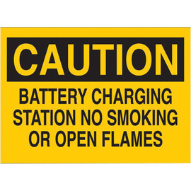 Brady® 10" X 14" X .06" Black And Yellow Rigid Polystyrene Caution Sign "CAUTION BATTERY CHARGING STATION NO SMOKING OR OPEN FLAMES"