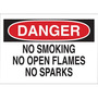 Brady® 10" X 14" X .035" Black, White And Red Rigid Aluminum Danger Sign "DANGER NO SMOKING NO OPEN FLAMES NO SPARKS"