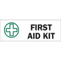 Brady® 3 1/2" X 10" X .006" Black, Green And White Overlaminate Polyester Safety Sign "FIRST AID KIT"