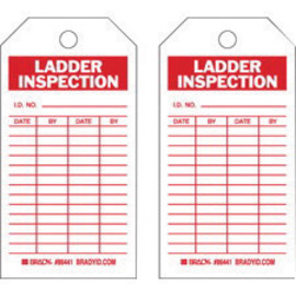 Brady® 5 3/4" X 3" Red/White Heavy-Duty Polyester Tag (10 Per Pack) "I.D. NO.___DATE___BY___DATE___BY___"