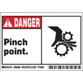 Brady® 3 1/2" X 5" Black/Red/White Permanent Acrylic Polyester Machine/Equipment Label (5 Per Pack) "PINCH POINT."