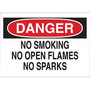 Brady® 7" X 10" X .006" Black, Red And White Overlaminate Polyester Danger Sign "DANGER NO SMOKING NO OPEN FLAMES NO SPARKS"