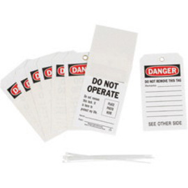 Brady® 7" X 4" Black/Red/White Rigid Polyester Tag (10 Per Pack) "DO NOT OPERATE DO NOT REMOVE THIS LOCK. IT IS HERE TO PROTECT MY LIFE.  NAME___DEPT___"