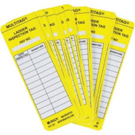 Brady® 6 1/2" X 2" Black/Yellow/White LADDERTAG™ Rigid Polyester Tag (100 Per Pack) "MULTITAG LADDER INSPECTION TAG REF NO: DATE INSPECTED: SIGNATURE:"