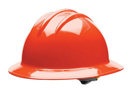 Bullard® Hi Viz Orange HDPE Full Brim Hard Hat With Ratchet/6 Point Ratchet Suspension