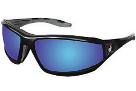 Crews Reaper™ Black Safety Glasses With Blue Diamond Mirror/Anti-Scratch Lens