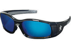 Crews Swagger® Black Safety Glasses With Blue Diamond Mirror/Anti-Scratch Lens