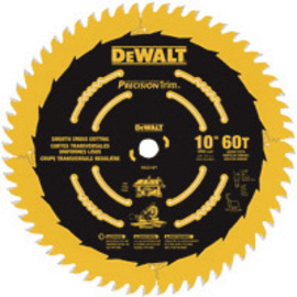 DEWALT® 10" X 5/8" X .071" 6000 RPM 80 Teeth ATB Grind Carbide Tipped Cross Cutting Precision Trim Circular Saw Blade