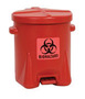 Eagle 6 Gallon Red HDPE Bio Hazardous Waste Can With Self-Closing Lid