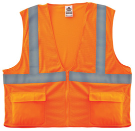 Ergodyne Large - X-Large Orange GloWear® 8220Z Polyester Mesh Vest