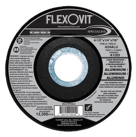 Flexovit® 7" X 1/4" X 7/8" SPECIALIST® ALUMINUM 24 Grit Aluminum Oxide Grain Reinforced Type 27 Depressed Center Grinding Wheel